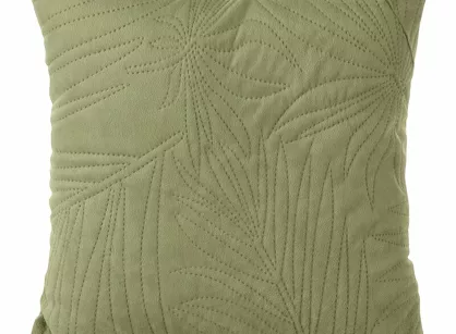 Poszewka welwetowa 40x40 LUIZ 4 jasna zieleń pikowana we wzór liści plamy Design 91