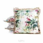 Poszewka na taras 45x45 GARDEN 31 biała wodoodporna zielony motyw kwiatowy z frędzlami - 2