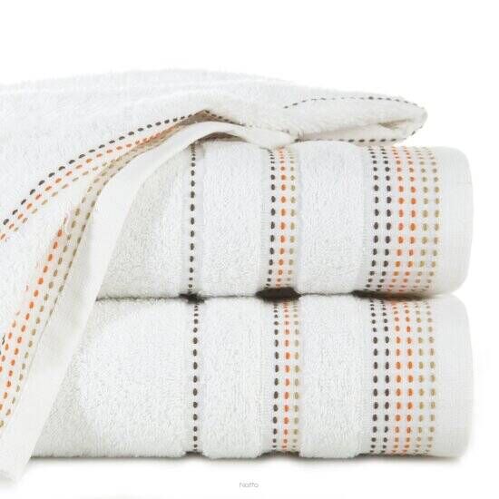 Ręcznik bawełniany 50x90 POLA biały z kolorową bordiurą zakończoną stebnowaniem