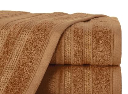 Ręcznik bawełniany 70x140 JUDY miodowy z delikatną bordiurą z błyszczącą srebrną nicią