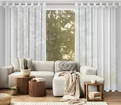 Firana na przelotkach 300x250 KELLY biała o strukturze delikatnego deszczyku z błyszczącą srebrną nicią - 12