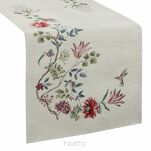 Bieżnik gobelinowy 45x140 1295 naturalny z nicią szenilową zdobiony wzorem kwiatów - 4