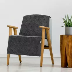 Koc na fotel 70x160 CARO stalowy puszysty typu flano z wytłaczanym wzorem Design 91