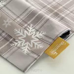Serwetka świąteczna na stół 30x40 HOLLY welwetowa beżowa w kratkę z gwiazdkami 4 szt. - 2