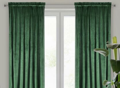 Zasłona na taśmie 140x270 ROSA welwetowa ciemna zieleń Design 91