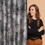 Zasłona na przelotkach 140x250 ESTER welwetowa brązowa z przecieranym wzorem - 11