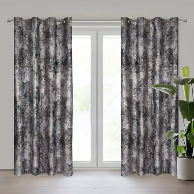 Zasłona na przelotkach 140x250 ESTER welwetowa brązowa z przecieranym wzorem