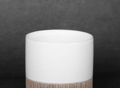 Ceramiczna osłonka na donicę fi 11x10 MILI 1 biała brązowa dwukolorowa w kształcie walca