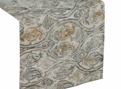 Bieżnik gobelinowy 40x180 BOCONO musztardowy styl barokowy z nicią metaliczną