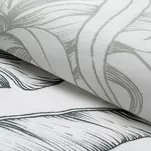 Pościel satynowa 140x200 SPRING 104 biała stalowa z wzorem bananowców z kolekcji Classic - 3