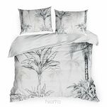 Pościel satynowa 140x200 SPRING 104 biała stalowa z wzorem bananowców z kolekcji Classic - 4
