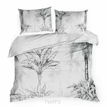 Pościel satynowa 140x200 SPRING 104 biała stalowa z wzorem bananowców z kolekcji Classic - 6