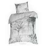 Pościel satynowa 140x200 SPRING 104 biała stalowa z wzorem bananowców z kolekcji Classic - 5