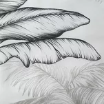 Pościel satynowa 140x200 SPRING 104 biała stalowa z wzorem bananowców z kolekcji Classic - 4