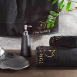 Komplet Ręczników GAJA 3 Eva Minge czarne z welwetową bordiurą sygnowaną logo projektantki - 2