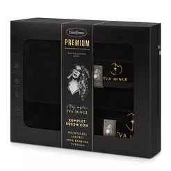 Komplet ręczników GAJA 3 Eva Minge czarne z welwetową bordiurą sygnowaną logo projektantki