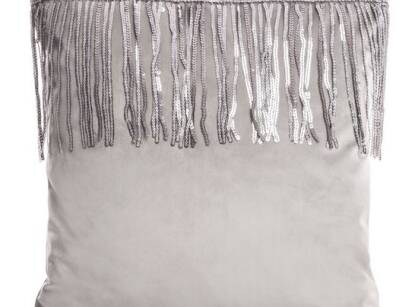 Poszewka welwetowa 45x45 JASPER srebrna z połyskującym pasem srebrnych cekinów