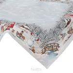 Nakładka świąteczna 100x100 1154 gobelinowa srebrna z zimową scenerią i połyskującą srebrną nicią - 2