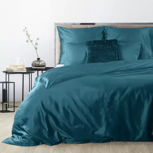 Pościel satynowa 220x200 DINA jednokolorowa gładka turkusowa z kolekcji Diva Line