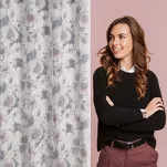 Zasłona na przelotkach 140x260 FRIDA srebrna różowa w stylu eko wzór kwiatowy - 9
