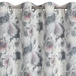 Zasłona na przelotkach 140x260 FRIDA srebrna różowa w stylu eko wzór kwiatowy - 4