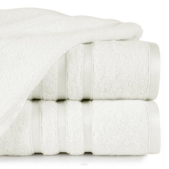 Ręcznik bawełniany 30x50 MADI kremowy z błyszczącą bordiurą w pasy