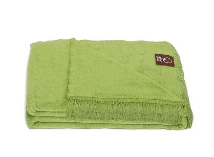 Koc bawełniany 150x200 0293-14 palme zielony gładki z frędzlami