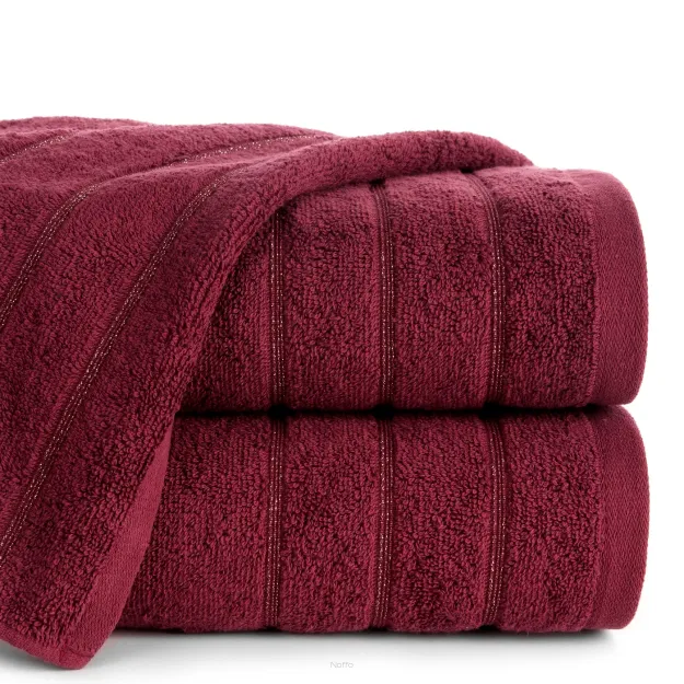 Ręcznik bawełniany 50x90 DALI bordowy gładki z subtelną bordiurą z błyszczącą nicią