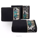 Ręcznik 70x140 EVA 15 Eva Minge czarny zdobiony bordiurą z designerskim wzorem w motyle z kolekcji Premium 500 g /m2 - 4