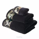 Ręcznik 70x140 EVA 15 Eva Minge czarny zdobiony bordiurą z designerskim wzorem w motyle z kolekcji Premium - 5
