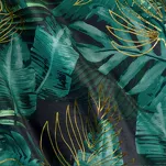 Zasłona na przelotkach 140x250 DAVOS welwetowa czarna ze złotym nadrukiem egzotycznych liści - 9