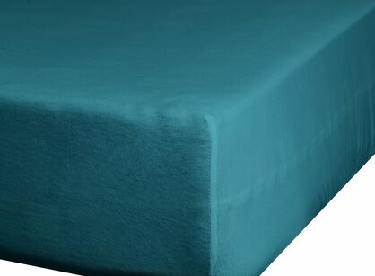 Prześcieradło z bawełny jersey z gumką turkusowe 240x220 Design 91