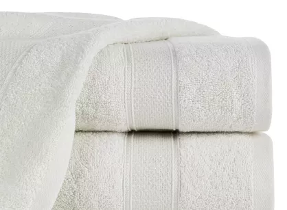 Ręcznik bawełniany 70x140 LIANA kremowy zdobiony bordiurą z błyszczącą nicią