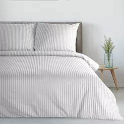 Pościel bawełniana 160x200 PASY srebrna z żakardowego adamaszku z kolekcji Nova Style