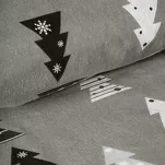 Pościel świąteczna 220x200 LENON stalowo biała wzór choinek z flaneli - 3