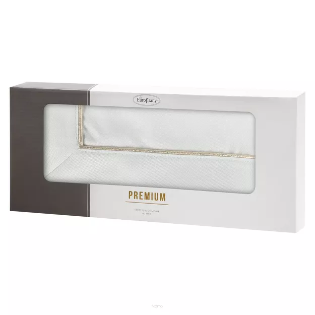 Nakładka elegancka 85x85 MADELE biała zdobiona złotą lamówką