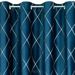 Zasłona gotowa na przelotkach 140x250 MARGO welwetowa Pierre Cardin granatowa zdobiona złotym haftem w romby - 8