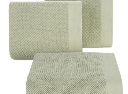 Ręcznik bawełniany 70x140 RISO jasna zieleń o ryżowej strukturze z gładką bordiurą