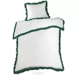 Pościel bawełniana 160x200 ELIZA biała zdobiona ozdobną ciemno zieloną falbanką z kolekcji Nova Style - 4