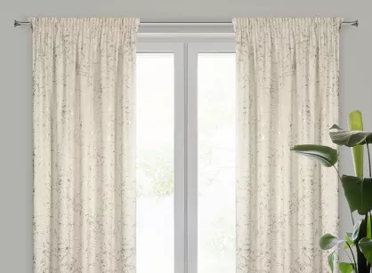 Zasłona na taśmie 140x270 DORI welwetowa kremowa zdobiona metalicznym nadrukiem marmurku