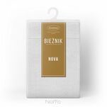 Bieżnik 40x180 STELLA 2 biały zdobiony kantą z wplecioną nicią srebrną - 5