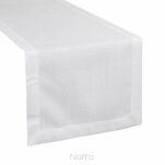 Bieżnik 40x180 STELLA 2 biały zdobiony kantą z wplecioną nicią srebrną - 7