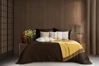 Pościel satynowa 140x200 NOVA 3 jednokolorowa gładka brązowa - 4