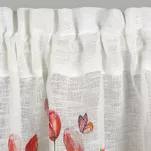 Zazdrostka gotowa w tunelu 150x30 STELLA biała z etaminy z wzorem czerwonych tulipanów i bawełnianą koronką - 3