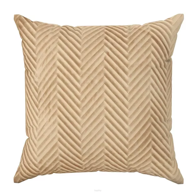 Poszewka welwetowa 45x45 Sofia miodowa pikowana w gęstą jodełkę