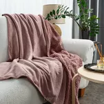 Koc na fotel jednokolorowy 70x160 TEDY różowy imitujący buklę - 7