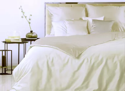 Pościel satynowa 220x200 NOVA 3 dwukolorowa gładka kremowa beżowa