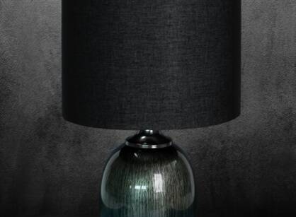 Lampa stołowa fi 38x60 AMIRA 2 na szklanej miętowej podstawie z czarnym abażurem
