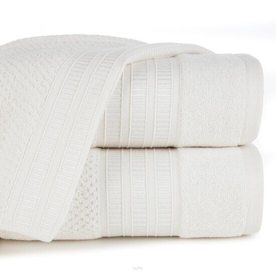 Ręcznik bawełniany 30x50 ROSITA kremowy z subtelną bordiurą w delikatne poziome paski