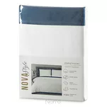 Pościel satyna bawełniana 220x200 LAURA biała zdobiona ozdobną granatową kantą z kolekcji Nova Style - 2